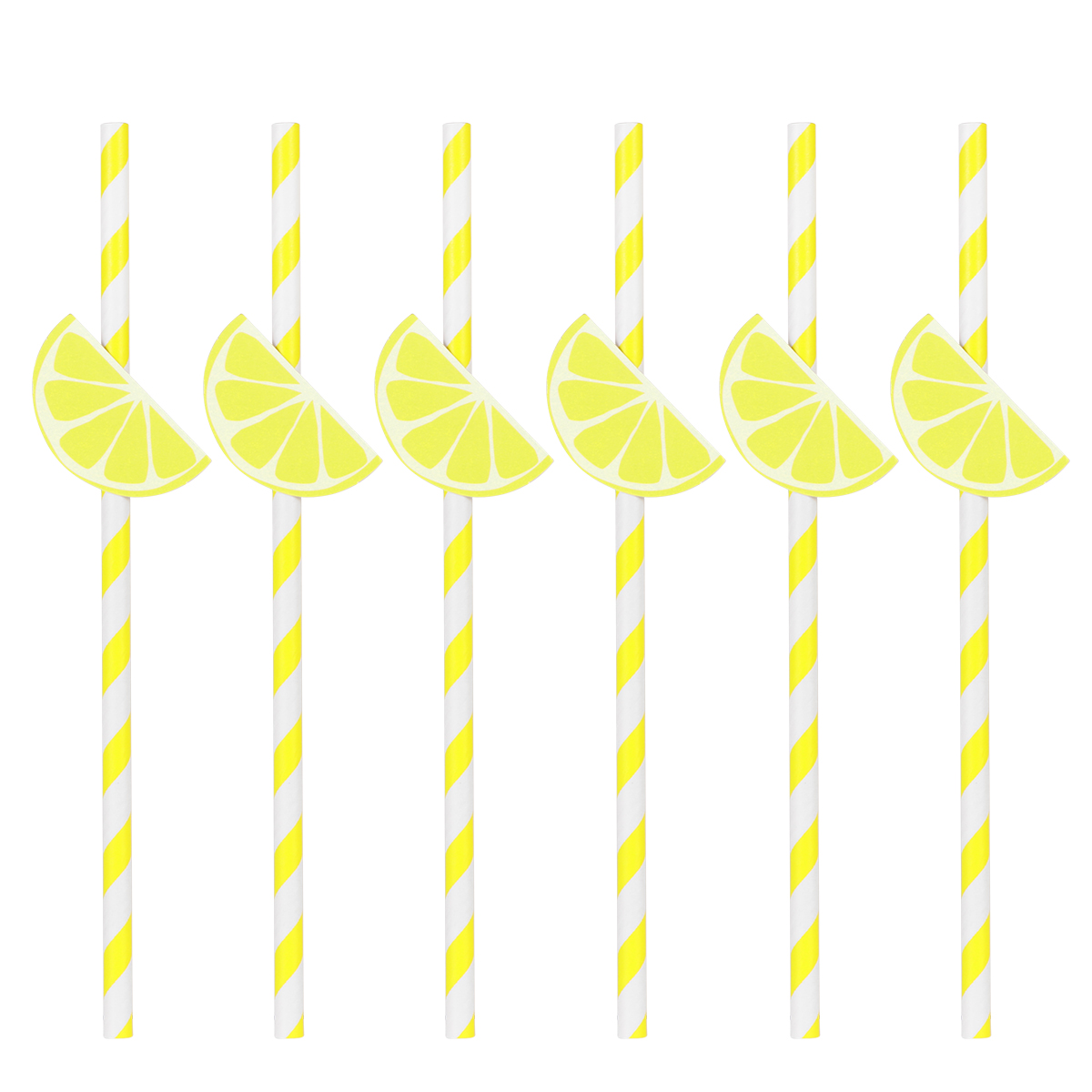 Eease straws cocktail umbrellas glasses- 20PCS Practical Lemon Pattern Paper Straws Drinking Straws Decorative Straws for Luau Party Hawaiian Party